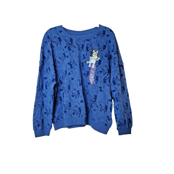 Bluey Embroidered Blue Graphic Sweatshirt  NWT  Size 2XL XXL - Picture 1 of 5